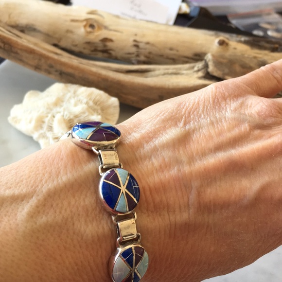 Vintage Zuni Native American Link Bracelet - Picture 3 of 9